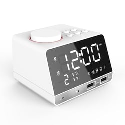 Enceinte Bluetooth LED Radio Réveil USB Température Affichage HD Compacte Blanc YONIS
