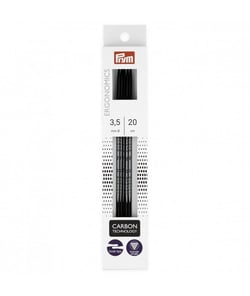 Aiguilles à tricoter double pointe Ergonomics Carbon 20cm n°2 à 4 - Prym Noir (n°3,5)