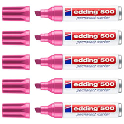 Lot de 5 marqueurs permanents - EDDING - Pointe biseautée 2-7 mm - Rose