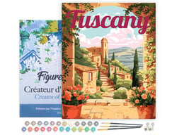 Peinture par Numéro Figured'Art avec Cadre - Affiche de voyage Toscane en fleurs - Kit de Loisir Créatif DIY Numéro d'Art Complet - 40x50cm toile tendue sur châssis