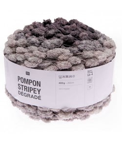 Fil à tricoter Pompon Stripey Dégradé 400GR - Rico Design 0006 Gris
