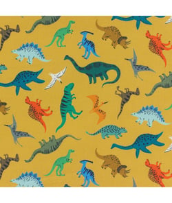 Tissu coton Dashwood Jurassic sur fond jaune de 110 cm de largeur Jaune vendu par 50 cm