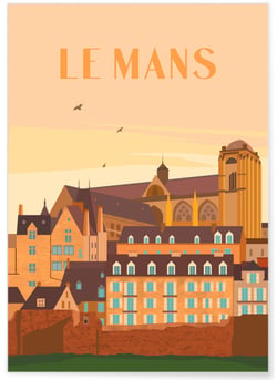 Affiche ville Le Mans 2 | A3 : 29,7x42cm