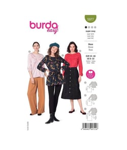 Patron Burda 5977 - Blouse tee-shirt à petits plis et encolure arrondie du 36 au 50 (FR) taille n°FR 36-50