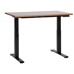 Bureau Électrique Réglable Plateau Bois Foncé et Structure Acier Noir 120 x 72 cm Hauteur Ajustable Assis Debout Pieds Carrés Design Moderne