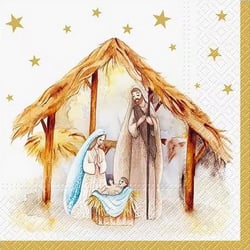 4 serviettes en papier découpage collage 33 cm CRECHE DE NOEL N 710
