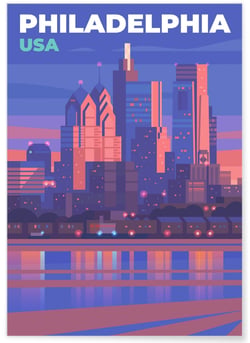 Affiche ville Philadelphie | A3 : 29,7x42cm