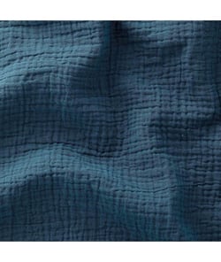 Tissu Double Gaze de coton gaufrée de 130 CM de largeur Paon Bleu vendu par 50 cm