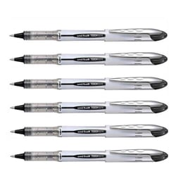 Lot de 6 Rollers encre liquide Uni-Ball Vision Elite UB200 pointe moyenne 0,8 mm noir