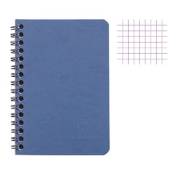 Carnet - 9x14 cm - Petits carreaux - 100 pages - Couverture bleu - Spirale