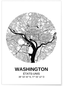 Affiche Carte Washington | A3 : 29,7x42cm