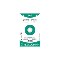 Fiches bristol - 125x200mm - Petits carreaux - Perforées - Blanc - Lot de 100 - Exacompta