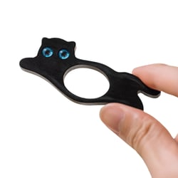 Bague de lecture en bois massif motif chat-noir