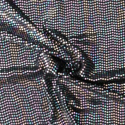 Tissu Polyester Stretch Pois irrisés multicolore sur fond Noir