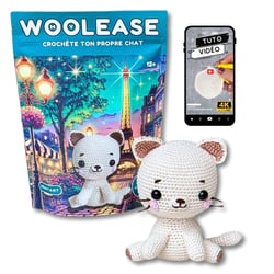 Kit de crochet Mywoolease Taïga le chat - 19 cm - Multicolore - 128 g