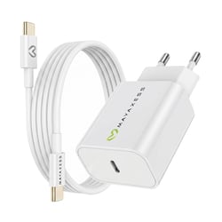 Mayaxess Chargeur Secteur pour iPhone 16 20W + Câble USB-C 1m Blanc