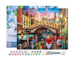 Peinture par Numéro Figured'Art avec Cadre - Pont du rialto - Kit de Loisir Créatif DIY Numéro d'Art Complet - 40x50cm toile tendue sur châssis