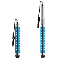 Avizar Stylet Retractable Strass pour écran Tactile - Attache Jack 3.5 mm Turquoise