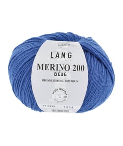 Pelote de laine à tricoter pour layette MERINO 200 BEBE - Lang Yarns 332 Bleu