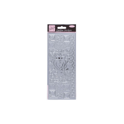 Planche de stickers peel off argent "coeurs"