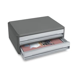 Module organisateur bureau Support d'écran 2 grands tiroirs MoovUp Gris - CEP