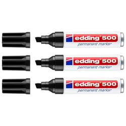 Lot de 3 marqueurs permanents - EDDING - Corps aluminium - Pointe biseautée 2-7 mm - Noir
