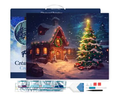 Diamond Painting Broderie Diamant Figured’Art 40x50cm toile tendue sur châssis en bois - diamants carrés - Cottage de Noël enneigé