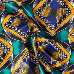 Tissu Wax africain n°624 sur fond Bleu