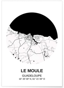 Affiche Carte Le Moule | A3 : 29,7x42cm