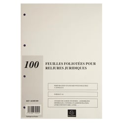 Recharge de 100 feuillets A4 80g pour reliure juridique 4 anneaux - Ivoire - x 5 - Exacompta