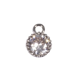 Mini - pendent. en métal strass rond, ø7mm, argent, 2 pces