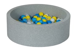 Piscine à balles Aire de jeu + 200 balles perle, transparent, jaune, bleu, bleu clair - Velinda