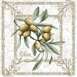 4 serviettes en papier découpage collage 33 cm OLIVE  OLIVIER PROVENCE