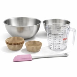 Set pâtisserie avec 40 moules à muffins en papier, 2 bols à mixer, verre mesureur et spatule Zenker