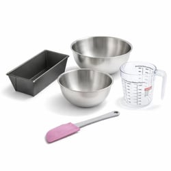 Set pâtisserie avec mini moule à cake 20 cm, 2 bols à mixer, verre mesureur et spatule Zenker