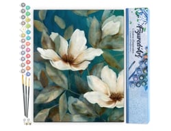 Peinture par Numéro Figured'Art - Déclinaison de fleurs blanches - Kit de Loisir Créatif DIY Numéro d'Art Complet - 40x50cm sans châssis en bois
