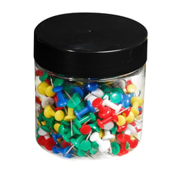 Boîte de 200 épingles Push Pins - Hauteur de pointe 7mm - 10mm de diamètre - Couleurs assorties - Exacompta