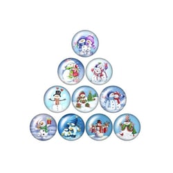 10 cabochons rond en verre assorties 25 mm NOEL 131