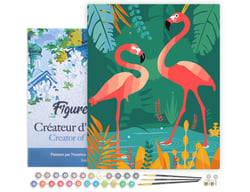 Peinture par Numéro Figured'Art avec Cadre Flamants Roses les pieds dans l'eau - Activité Manuelle Kit de Loisir Créatif DIY Numéro d'Art Complet - 40x50cm toile tendue sur châssis