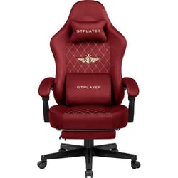 Chaise gaming GTPLAYER broderie - Tissu - Rouge - 50 x 66 x 133 cm