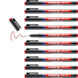 Lot de 10 marqueurs permanents - EDDING - Rouge - Pointe fine 0,6 mm