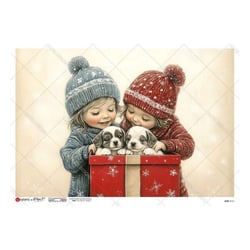 1 feuille de papier de riz 22.5 x 32 cm découpage collage Paper Designs ENFANT CADEAU CHIOT 0116