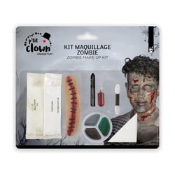 Kit maquillage HW - zombie avec cicatrice - couleurs : Vert, gris, noir