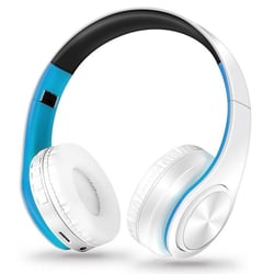 Casque Audio Bluetooth Sans Fil Pliable Avec Carte TF Vert Longue Autonomie Bleu YONIS