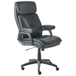 Fauteuil de Bureau Noir en Similicuir Siège Inclinable Réglable en Hauteur Rembourrage Epais Pivotant
