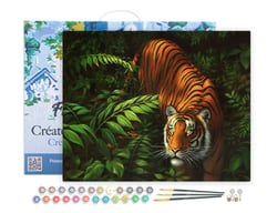 Peinture par Numéro Figured'Art avec Cadre - Tigre dans les fougères - Kit de Loisir Créatif DIY Numéro d'Art - 40x50cm toile tendue sur châssis