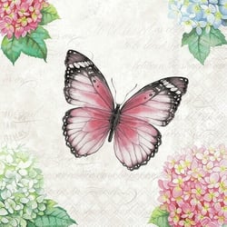 Lot de 4 serviettes en papier découpage collage 33 cm PAPILLON ROSE
