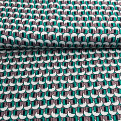 Tissu Viscose Formes Géo sur fond Vert émeraude