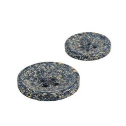 Lot de 6 boutons rond écorces de riz 4 trous bleu marine