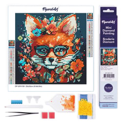 Mini Diamond Painting Broderie Diamant Figured’Art 25x25cm toile entière roulée avec diamants ronds - Renard Fantaisie et Fleurs